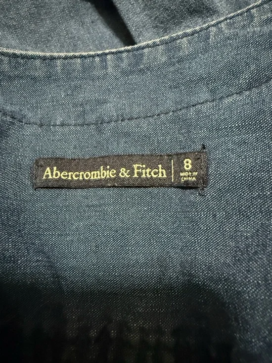 Abercrombie & Fitch Denim Blue Long-Sleeve Romper with Tie Waist - Picture 9 of 9